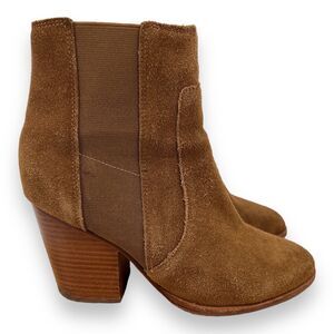 Soludos Suede Block Heel Brown Booties Round Toe Women’s 6